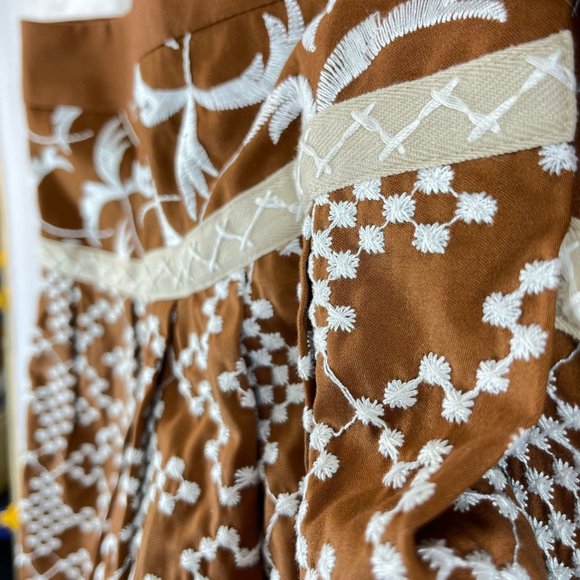 NWT NANETTE LEPORE Womens 4 Brown Multi Pattern Faux Wrap Lined Cotton Skirt - Picture 11 of 11